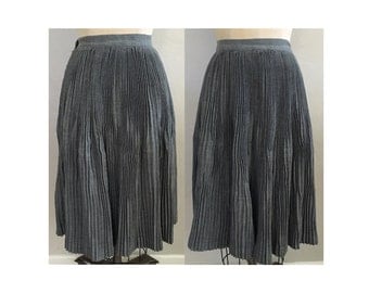 1940s Grey Wool Accordion Pleated Skirt