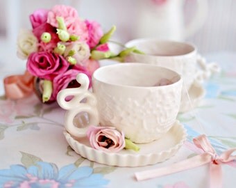Art Tea Cup, Tea Party, Vanilla Tea Cup, Ceramic Mug, Garden Wedding, Romantic Cup, English Cup, Coffee Cup, Coffee Lover