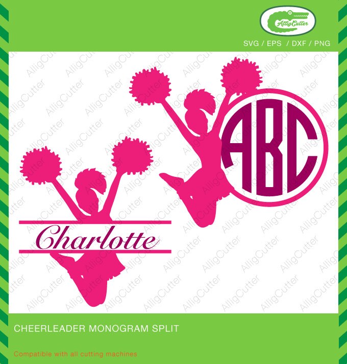 Download Cheerleader Monogram Split Frames SVG DXF PNG eps Cut ...