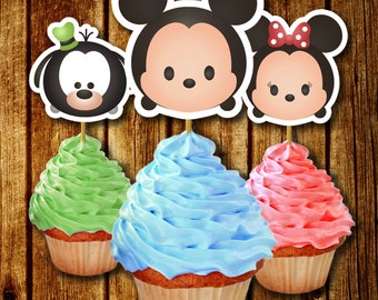 PRINTABLE Tsum Tsum Cupcake Toppers / Instant Download / Printable Party Favors / Disney Tsum Tsum Charaters