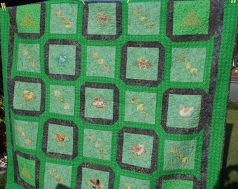 Embroidered Celtic Queen Size Quilt