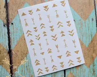 Trendy Arrows Glitter Vinyl Nail Decals, Triangles, Aztek