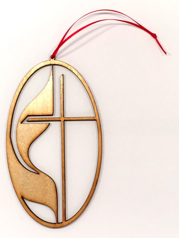 Wooden Cross and Flame Christmas Ornament by 5003Industries