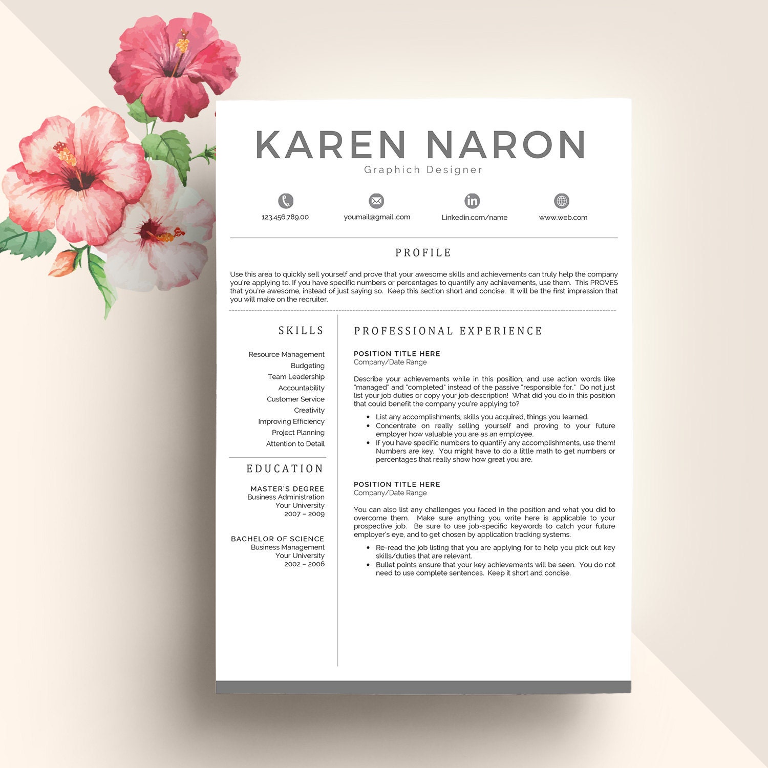 Resume Template Feminine Design Creative Resume by Resumeland