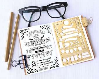 Planner Stencil, Bullet Journal Stencil, Banner and Flag Stencil - fits pocket, passport and field note (Banner S)