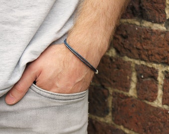 Men's Blue Leather Bracelet, Blue Bracelet For Men, Gifts for Men, Gift for him, Men's Jewellery, Unisex Bracelet
