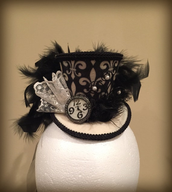 Mini Top Hat, Mad Hatter Hat, Alice in Wonderland, Tea Party Hat, Steampunk hat, Wedding, Bridal Shower, Tea Party, Steampunk hats, Watch by MKButlerDidIt steampunk buy now online