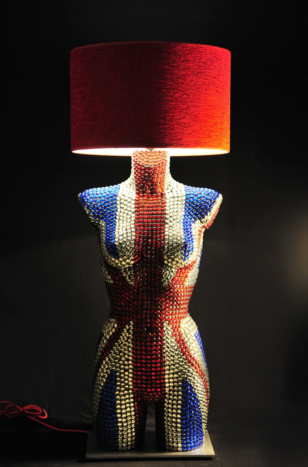 Mannequin Torso Table Lamp with glass beads life size