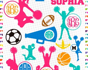 Cheer SVG Cut Files - Cheerleader svg - Cheerleading svg - Cheer Monogram Frames for Vinyl Cutters - Screen Printing – svg eps png jpg dxf