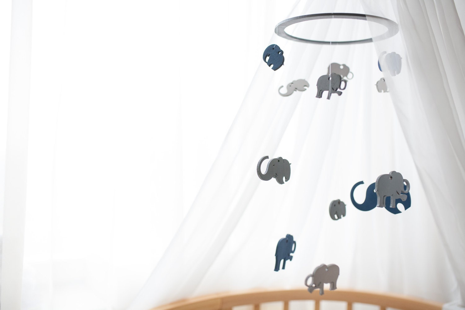 Elephant decor Elephant nursery mobile Blue Elephant Pink