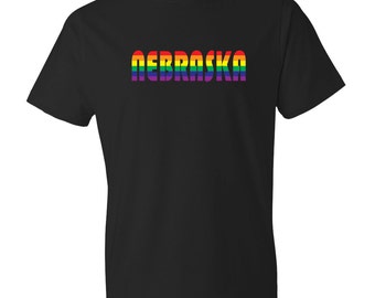 Rainbow Nebraska Shirt - Gay Pride TShirt - Rainbow Flag State Name Shirt Christmas Gift For Friend LGBT Gift