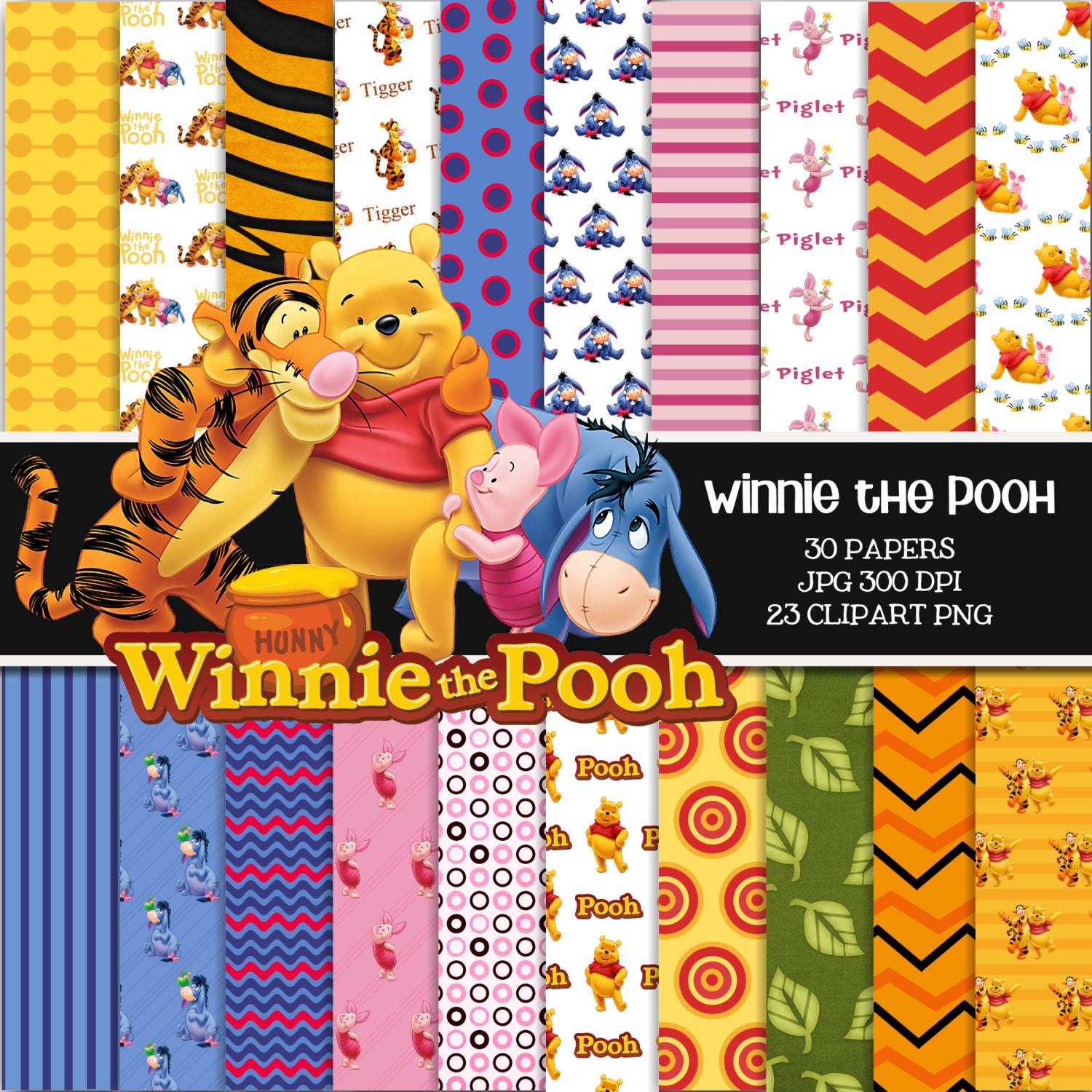 Winnie The Pooh Digital Paper Pack 30 Papers By Kbkreations209