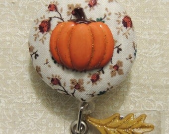 Pumpkin Patch Badge Reel, Autumn Badge Reel, Fall Badge Reel, Pumpkin Badge Reel, Thanksgiving Badge Reel, Leaf Badge Reel, ID Badge Holder