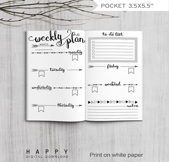 Printable Weekly Planner Inserts Pocket Size Weekly Planner