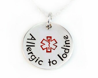 Medical Alert Necklace, Medical ID Necklace, Med Alert Jewelry, Medical Jewelry, Handstamped Sterling Silver