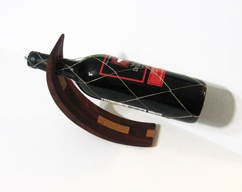 Amazing Balancing Wine Bottle Holder Made Of Two Woods