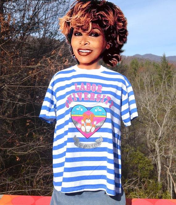 vintage 80s MATERNITY tshirt baby mother stripe labor