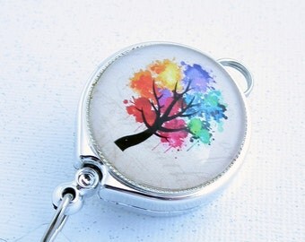 Multicolor Tree Lanyard Badge Reel with Belt Clip - 297