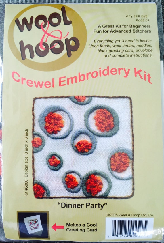 Wool & Hoop Crewel Embroidery Kit Dinner Party by jeannies on Etsy
