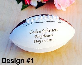 Ring Bearer Gifts, Engraved Football, Mini Football, Ring Bearer Gift, Groomsmen, Engraved Gift, Christmas Gift, Sports, Keepsake, Design #1