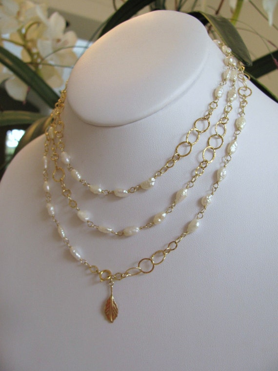 Freshwater Pearl Long Wrap Necklace by eviejewelry on Etsy