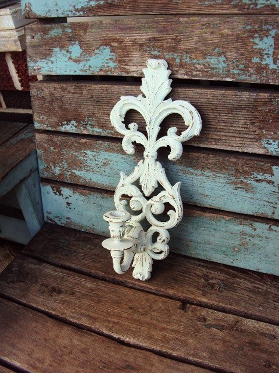 Vintage Shabby Chic Candelabra Wall Sconce Candle Holder