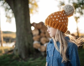 Hat Pattern // Knit Hat Pattern // Toddler Hat Pattern // Fair Isle Hat Pattern // Little Hearts Pattern // Hat Patterns