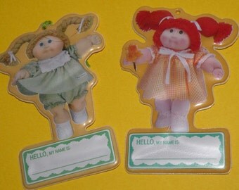 2 Cabbage Patch Kids Name Tags 1985