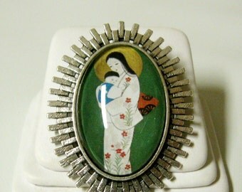 Chinese madonna and child convertible brooch/pin - BR12-004