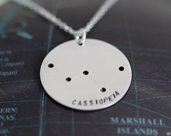 Cassiopeia Constellation Necklace, Sterling Silver Cassiopeia Necklace, Astronomy Jewelry