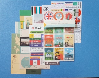 12 SHEETS, Travel sticker set, Travel stickers, Travel Scrapbooking, Holiday stickers, Europe stickers, Asia stickers