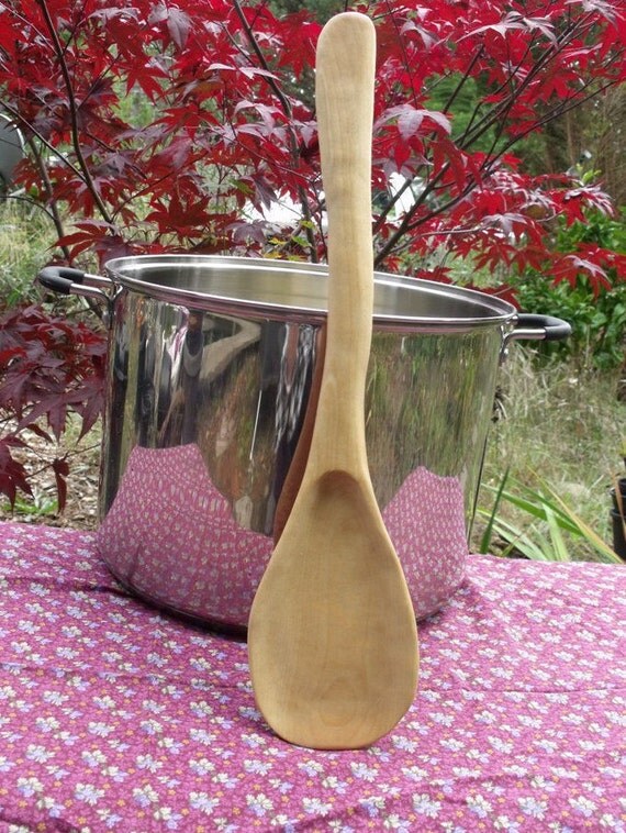 wood stirring spoon long handle stock pot by WoodforddellDesigns
