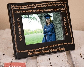 Personalized Dr Seuss Graduation Frame-Graduation Gift-Oh the Places You'll Go-Wood Engraved-2016-Graduation-Color Choice
