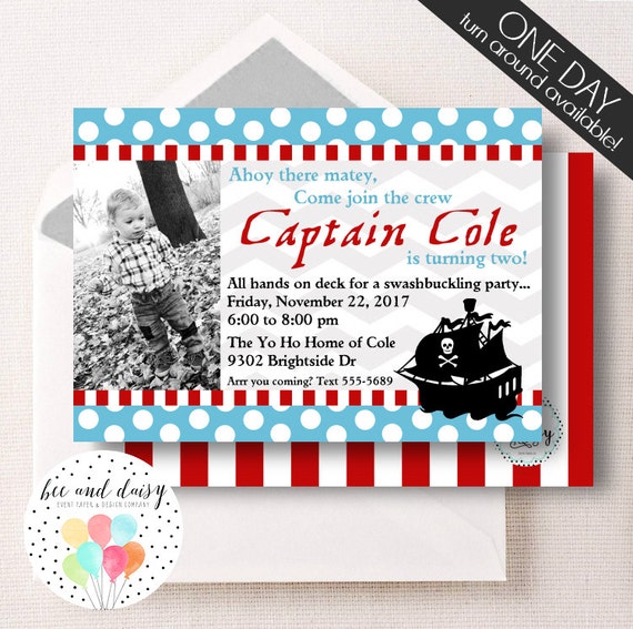 Pirate Invitation, Pirate Birthday Invitation, Pirate Party, Boy First Birthday, Boy Birthday, Pirate Invite, Pirate Photo Invitation Il_570xn
