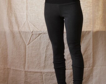 Organic High Waisted Leggings- Hemp and Organic Cotton Rib Knit