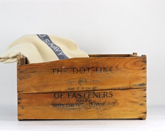 Vintage Wood Crate, Wood Crate, Large Wood Crate, Dot Line Fasteners Wood Crate, Wooden Crate, Old Wood Crate, Industrial Decor