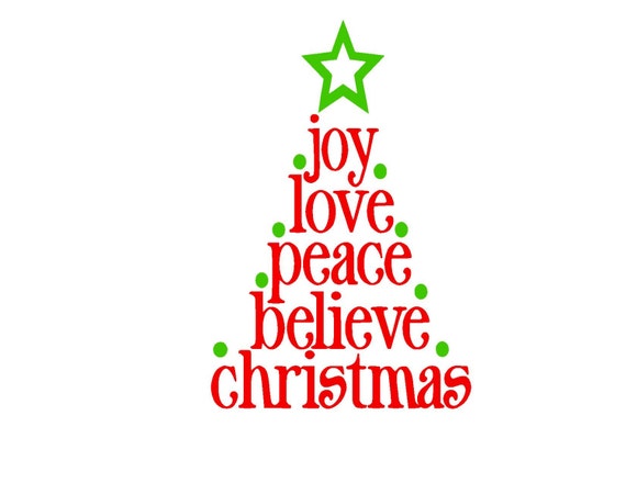 Download Joy Love Peace Believe Christmas Script SVG or Silhouette