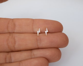 Tiny LIGHTNING BOLT sterling silver stud earrings