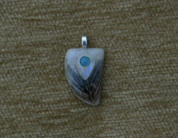 White quartz with feathers blue moon quartz and black opal