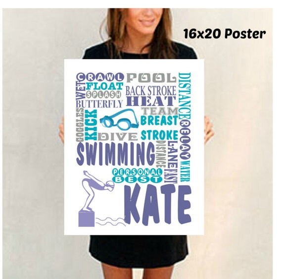 Personalized Swimming gifts for girls swim team by JandAprints
