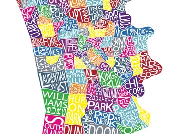 Typographic Map of Oakville Ontario