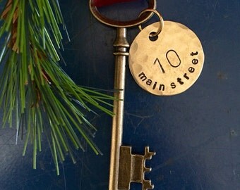 Personalized housewarming gift, skeleton key, Key ornament, First Christmas, first home ornament, new home ornament, wed