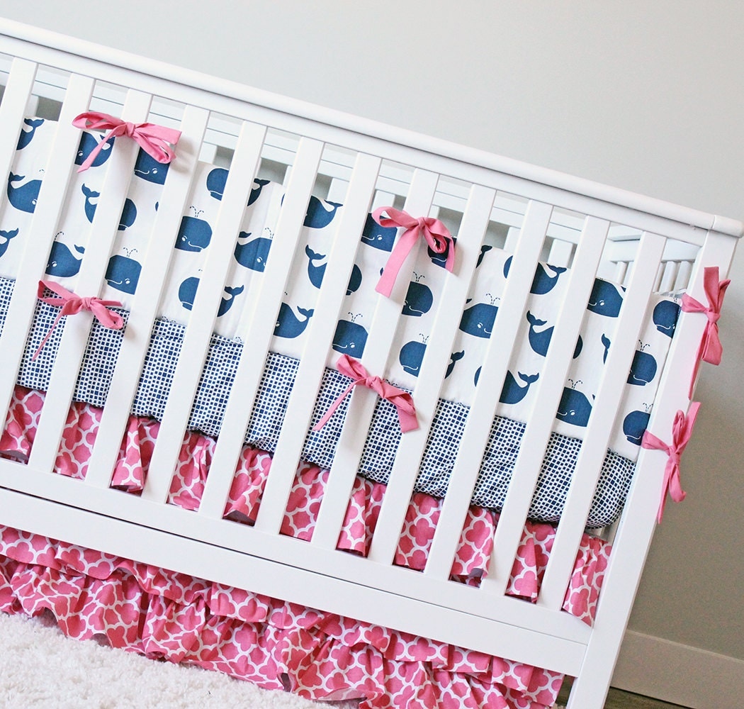Girl Whale Crib Bedding Anchor Baby Bedding by GiggleSixBaby