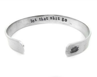 let that shit go, motivational jewelry, gift, typography, lotus flower, lotus, yoga jewelry, inspirational, let it go, friend gift