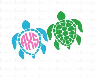 Sea Turtle Monogram SVG, Sea Turtle SVG, Sea Turtle Monogram, SVG Files, Svg, eps, Silhouette Files, Cricut Files