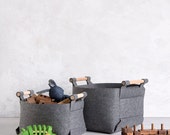Large Storage Basket - Gray Storage Basket - Felt Storage Bin - Toy Storage - LB-01