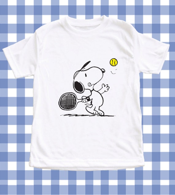 NEW Snoopy Tennis Screen Printed Tshirt Peanuts Custom