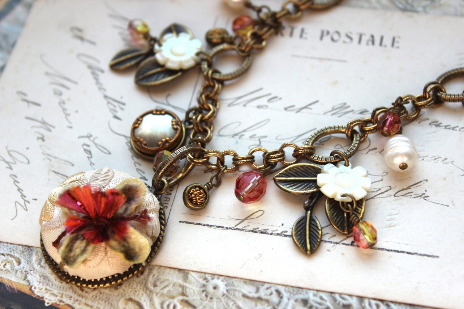 STUNNING Gift Textile Necklace Bib Fabric Jewelry by veryDonna