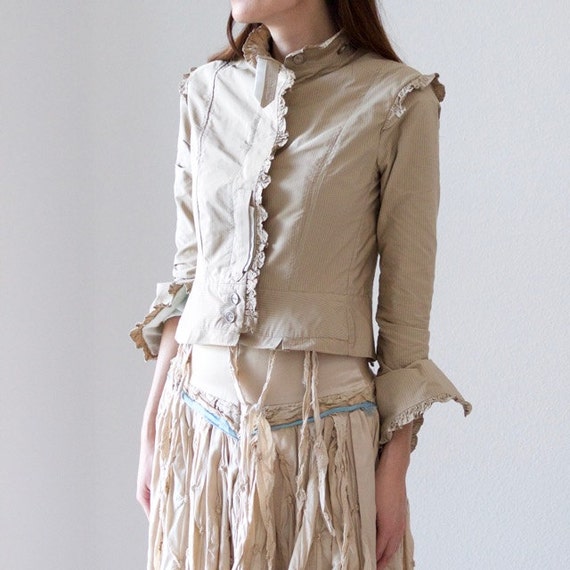 Jacket in Light Caramel Color with Mint Green or Pale Pink