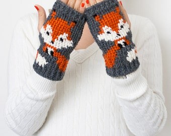 Fox Handwarmer/Fingerless Gloves Crochet Pattern